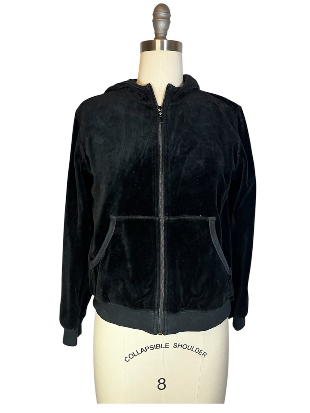 Eddie Bauer Black Velour Zip-Up Hoodie Jacket